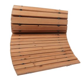 Wooden Garden Pathway, 8 ft x 17 in, Non-Slip Curved Garden Walkway, Roll Out Cedar Outdoor Walkway Path with Wire Rope Connection