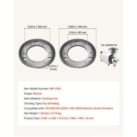 2PCS Grinding Sheets For Electric Grain Mill Grinder, Cast Iron Dry Grinding Discs, Replacement Grinding Plates Compatible With HN-2200, HN-3000 (Option: Black)