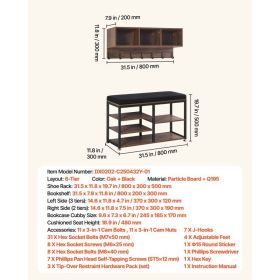 Coat Rack With Shoe Bench, 3-in-1 Shoe Coat Rack Combo Set With Hooks And Bookshelf, Steel Frame Hall Tree Entrance Storage Organizer Holder For (Option: Black)